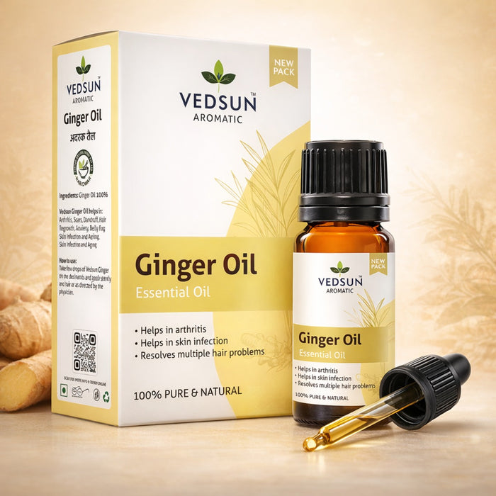 Ginger Essential Oil by Vedsun – 100% Pure Oil for Pain Relief, Digestion & Body Warmth