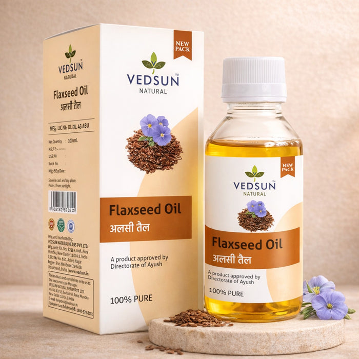 Vedsun Flaxseed Oil – 100% Pure Cold Pressed Oil for Hair, Skin & Wellness