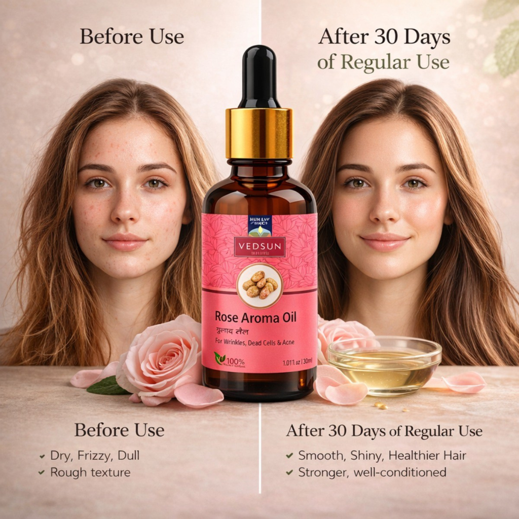 Rose Aroma Oil – 100% Pure Natural Essential Oil for Relaxation, Mood Uplift & Aromatherapy