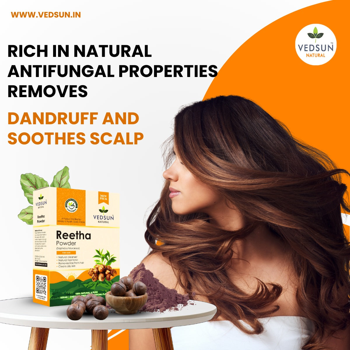 Reetha Powder – Pure Soapnut for Hair Wash, Dandruff Control & Scalp Health