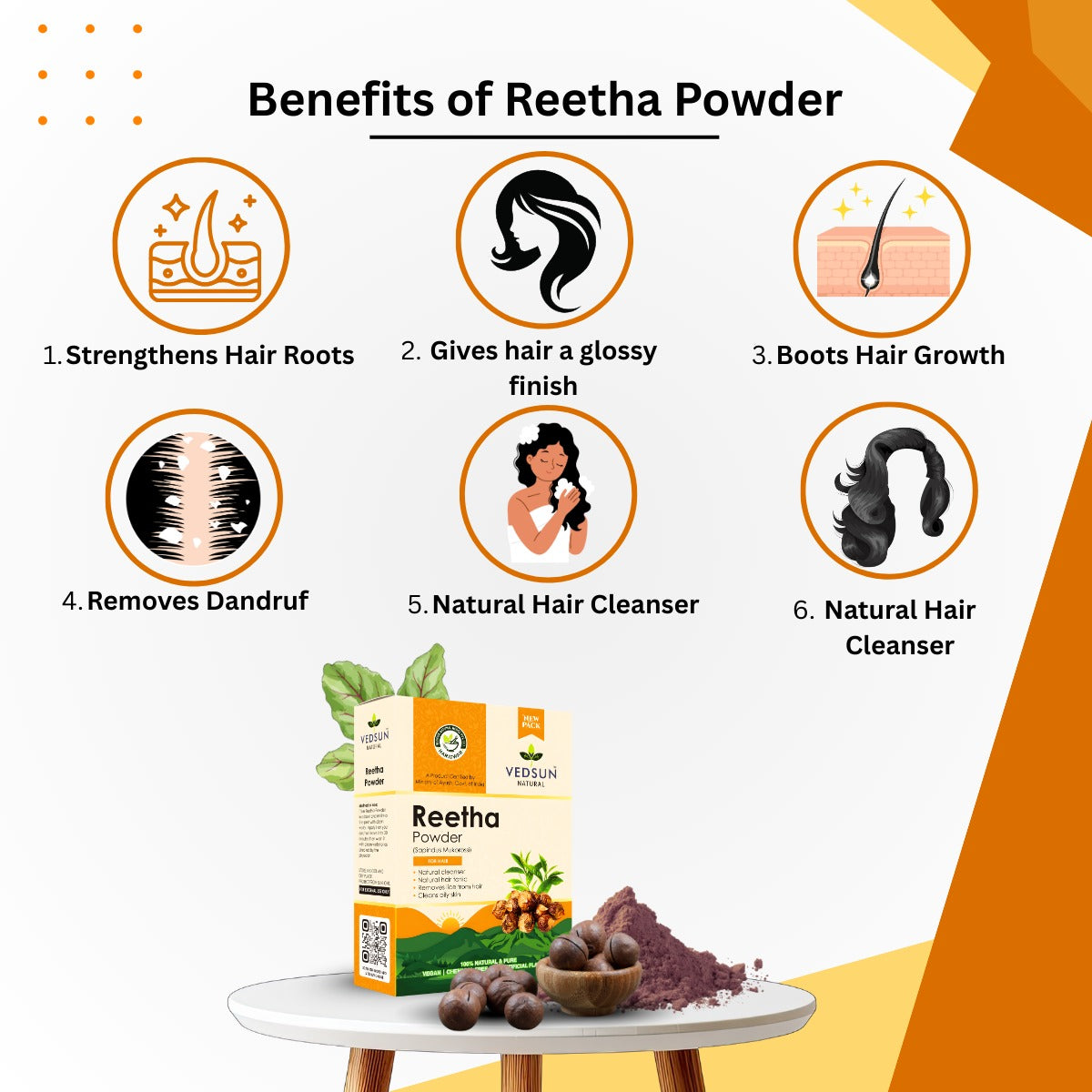 Reetha Powder – Pure Soapnut for Hair Wash, Dandruff Control & Scalp Health