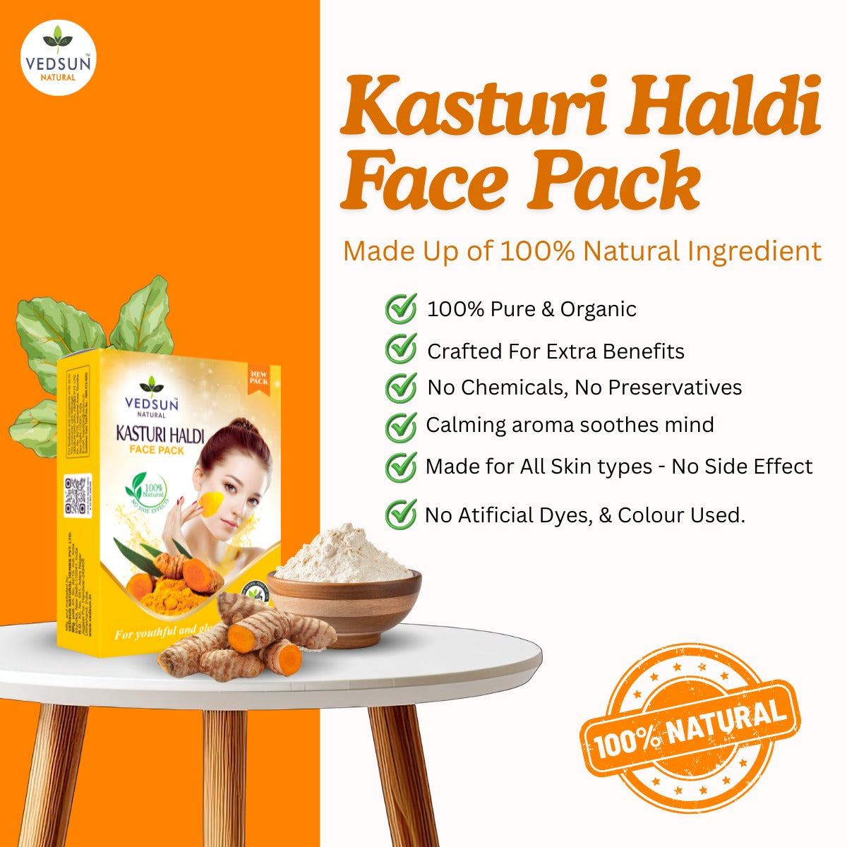 Kasturi Haldi Face Pack – Natural Wild Turmeric for Glowing Skin & Acne Care
