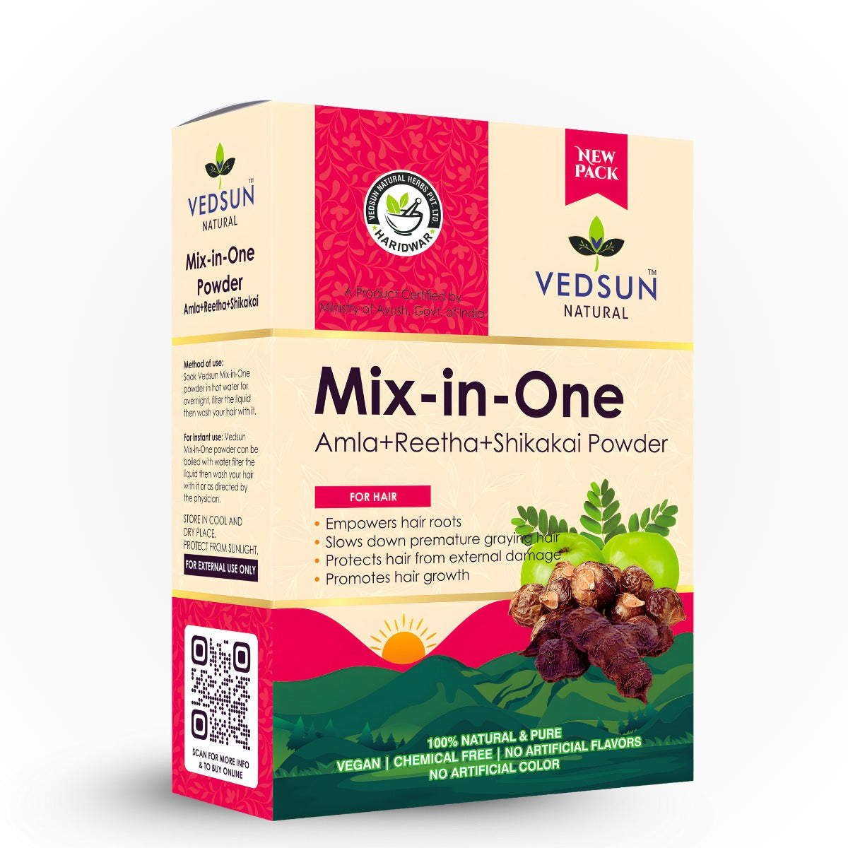 Mix In One - Amla Reetha Shikakai Natural Hair Cleanser for Strong, Shiny & Healthy Hair