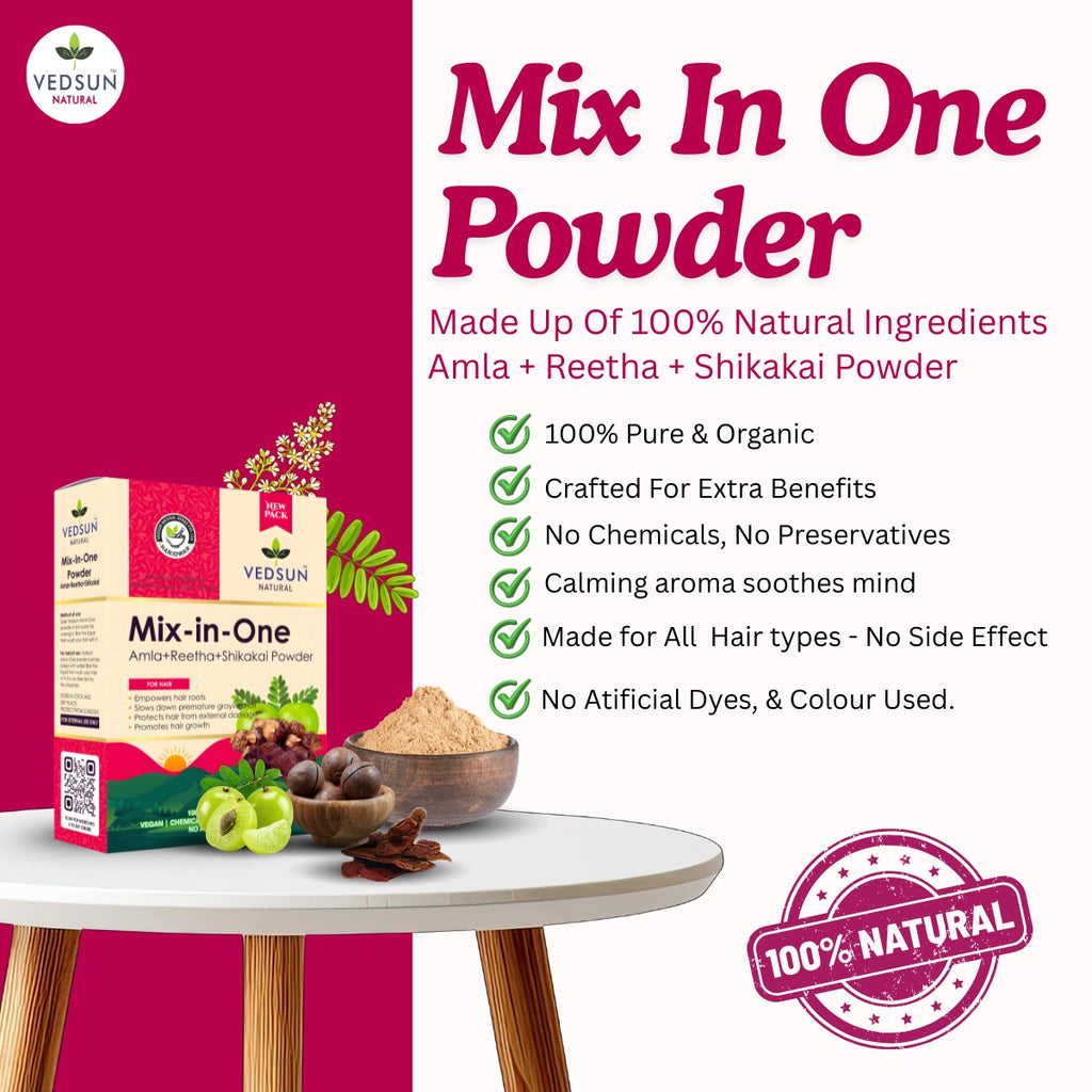 Mix In One - Amla Reetha Shikakai Natural Hair Cleanser for Strong, Shiny & Healthy Hair