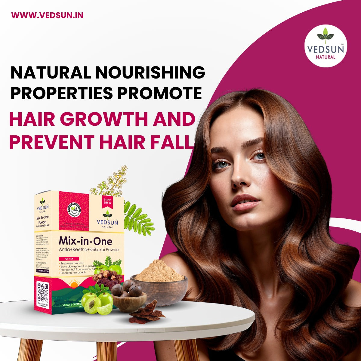 Mix In One - Amla Reetha Shikakai Natural Hair Cleanser for Strong, Shiny & Healthy Hair