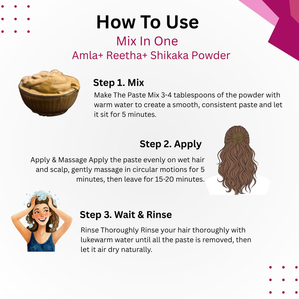 Mix In One - Amla Reetha Shikakai Natural Hair Cleanser for Strong, Shiny & Healthy Hair