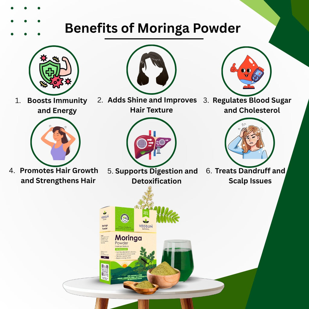 Moringa Powder by Vedsun – 100% Pure Leaf Powder for Energy, Immunity & Overall Health