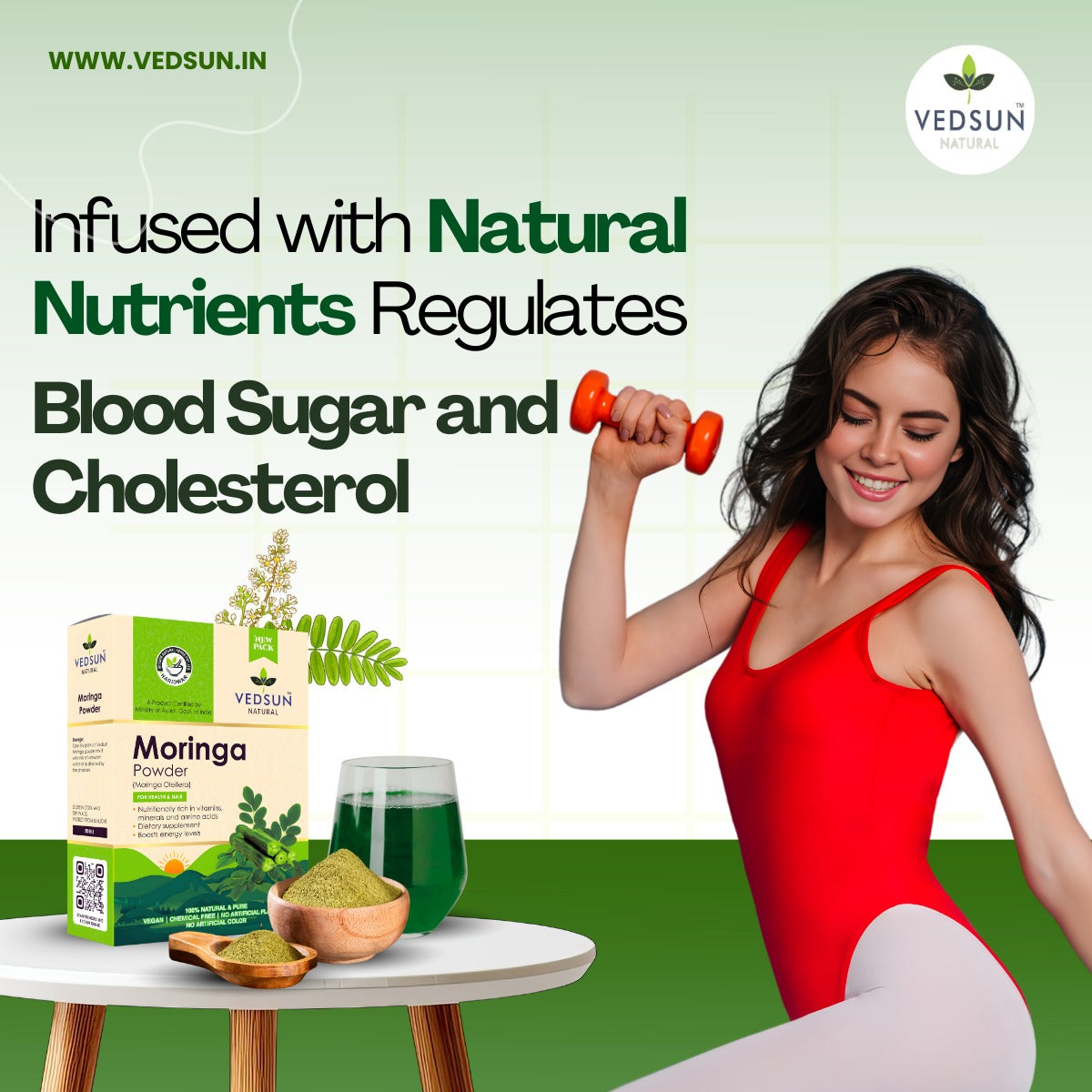 Moringa Powder by Vedsun – 100% Pure Leaf Powder for Energy, Immunity & Overall Health