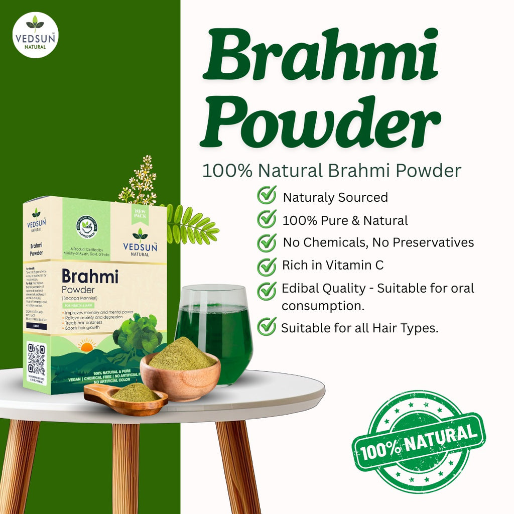 Vedsun Brahmi Powder 100gm  – 100% Pure Ayurvedic Herb for Memory, Focus & Mental Wellness