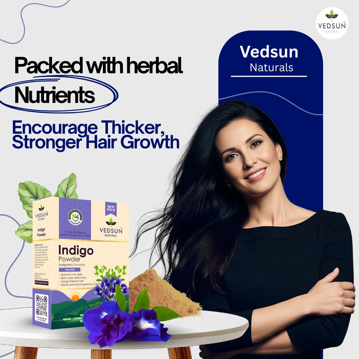 Indigo Powder – Pure Natural Hair Color for Black & Dark Brown Shades