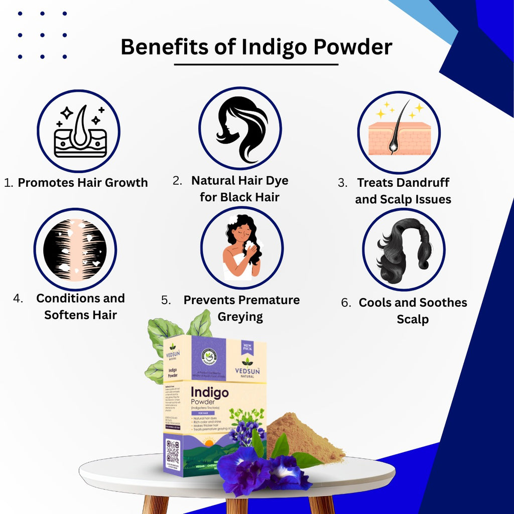 Indigo Powder – Pure Natural Hair Color for Black & Dark Brown Shades