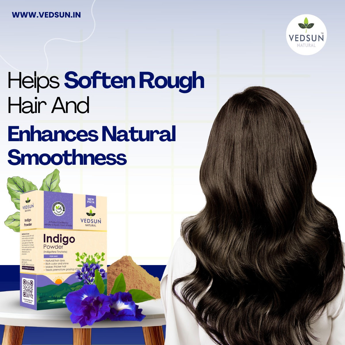 Indigo Powder – Pure Natural Hair Color for Black & Dark Brown Shades