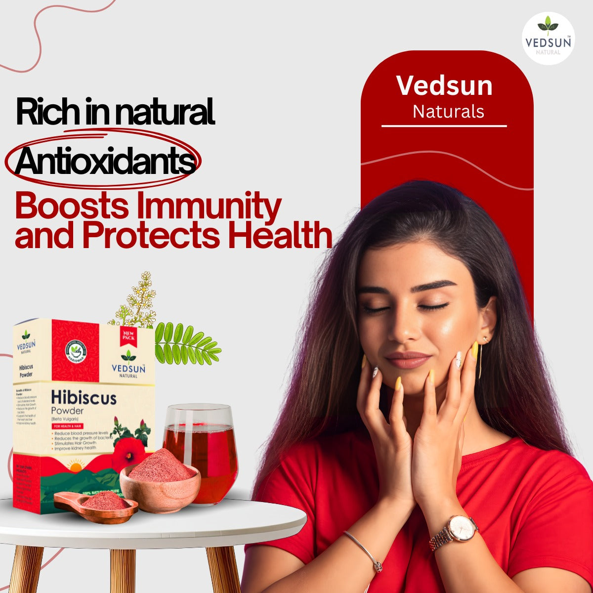Hibiscus Powder by Vedsun – 100% Natural Powder for Hair Growth, Shine & Hair Strength
