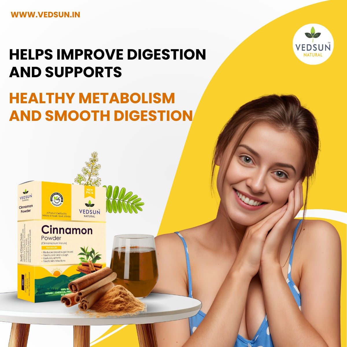Cinnamon Powder by Vedsun – Natural Dalchini Powder for Health, Skin & Wellness