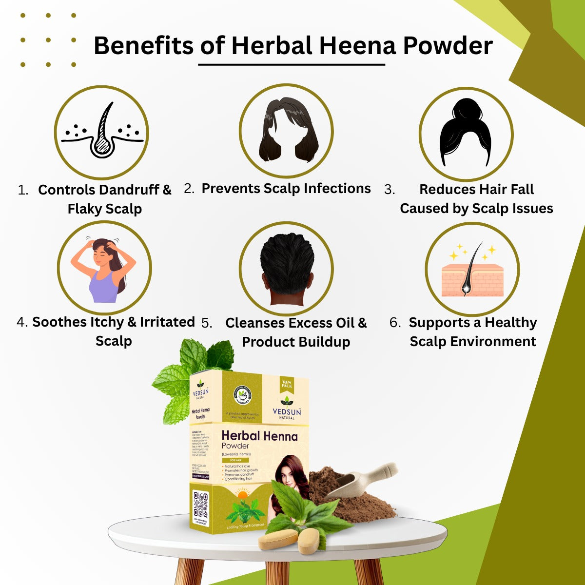 Henna Powder by Vedsun – 100% Natural Hair Dye for Grey Coverage & Healthy Hair