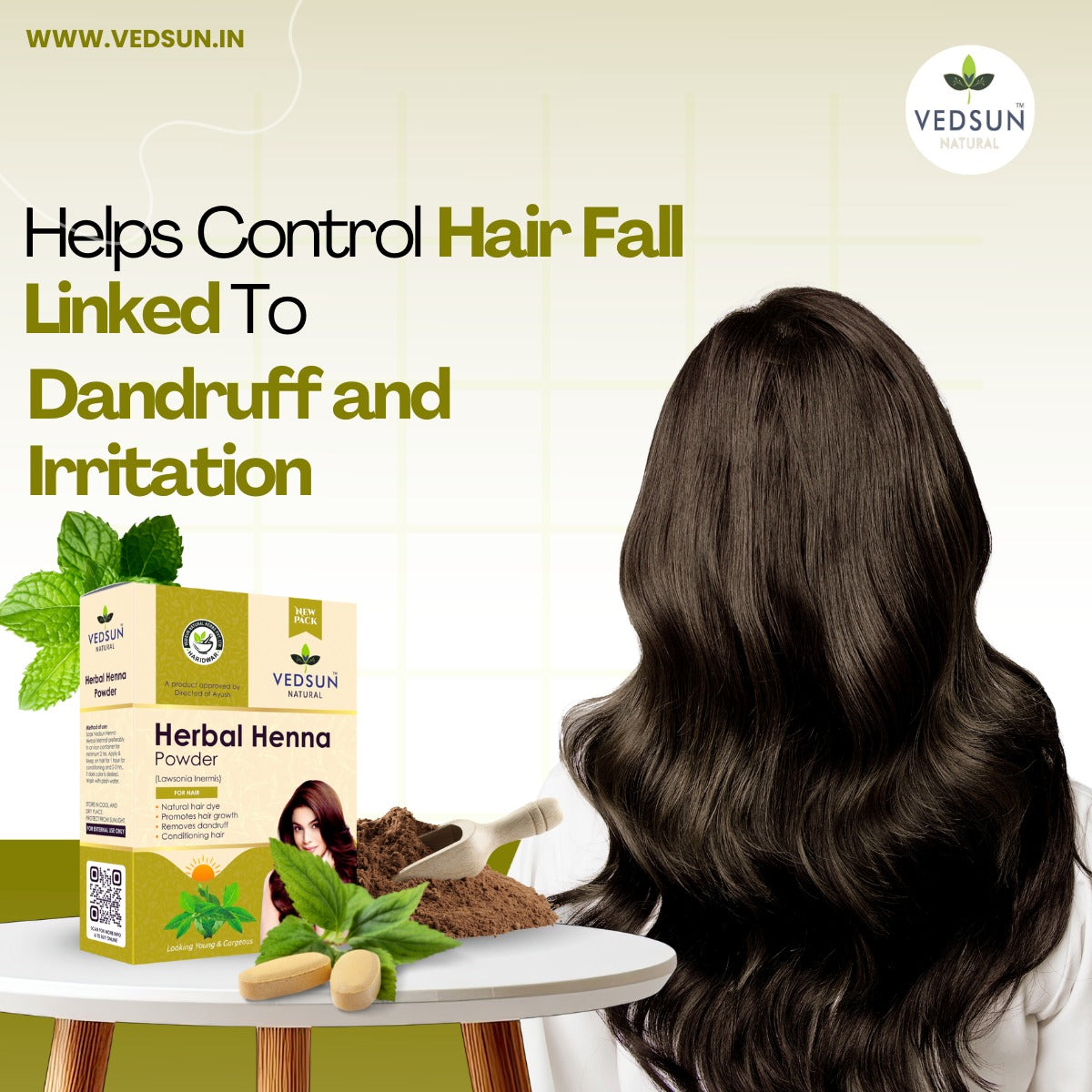 Henna Powder by Vedsun – 100% Natural Hair Dye for Grey Coverage & Healthy Hair