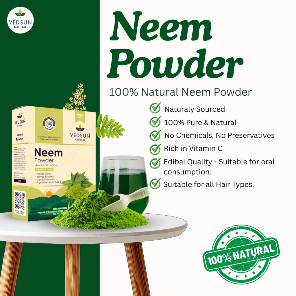 Neem Powder – 100% Pure Neem Leaf for Hair Care, Dandruff & Skin Health