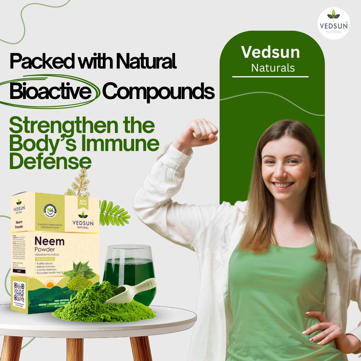 Neem Powder – 100% Pure Neem Leaf for Hair Care, Dandruff & Skin Health