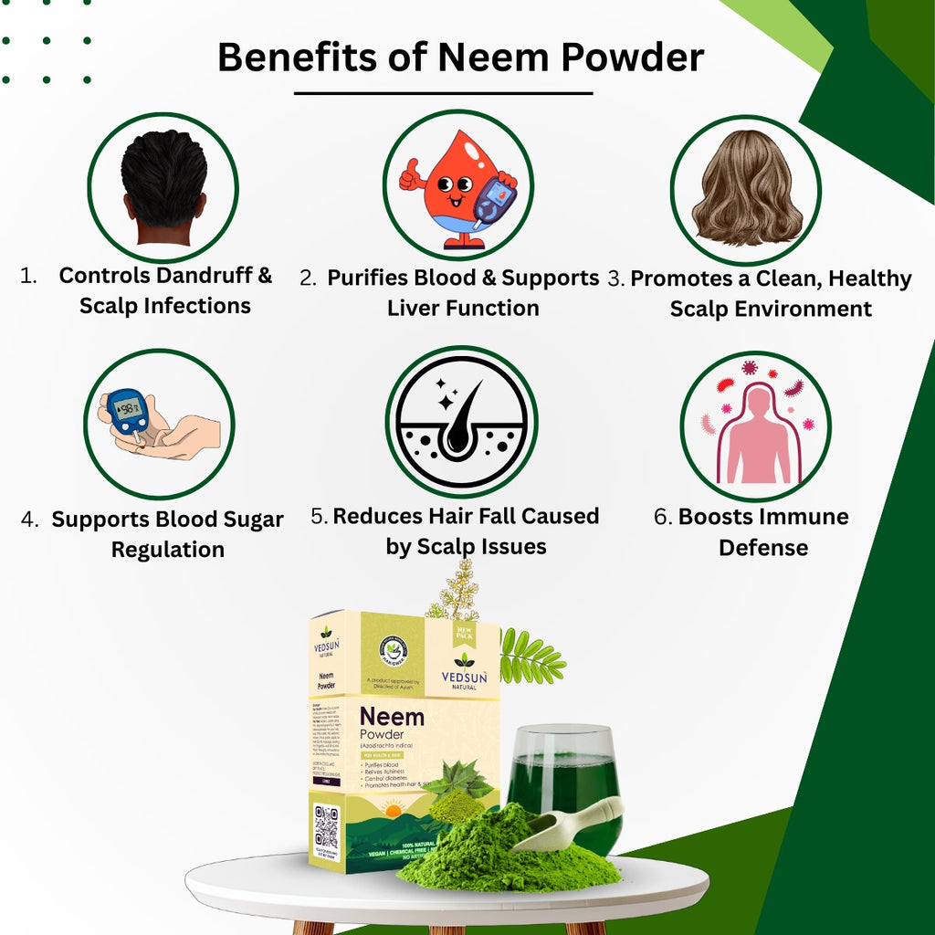 Neem Powder – 100% Pure Neem Leaf for Hair Care, Dandruff & Skin Health