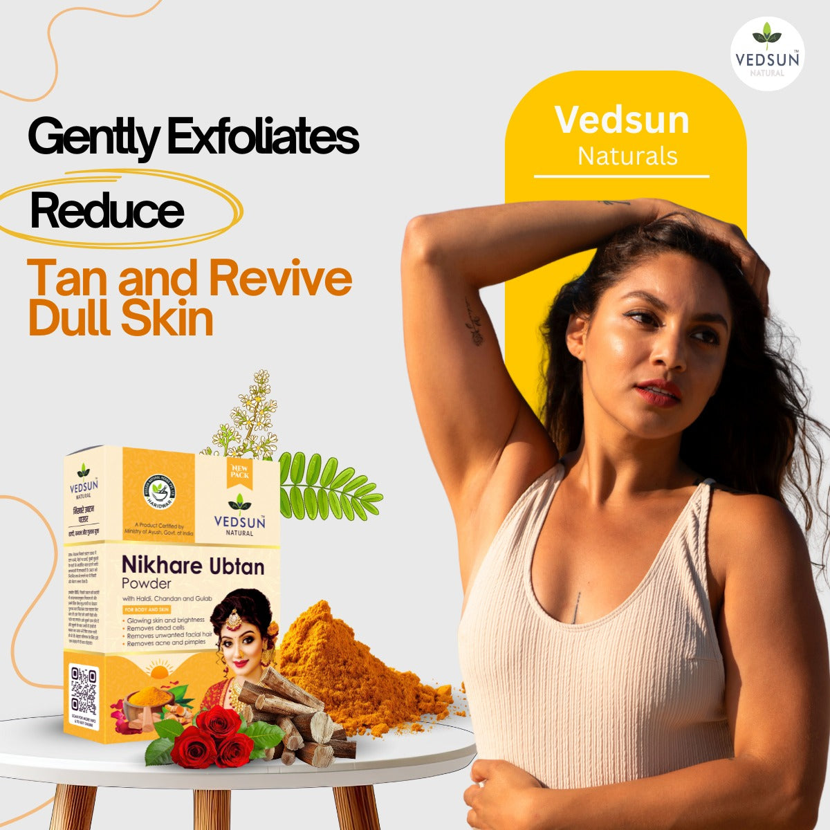 Vedsun Nikhare Ubtan Powder – Natural Ubtan for Glowing Skin & Tan Removal
