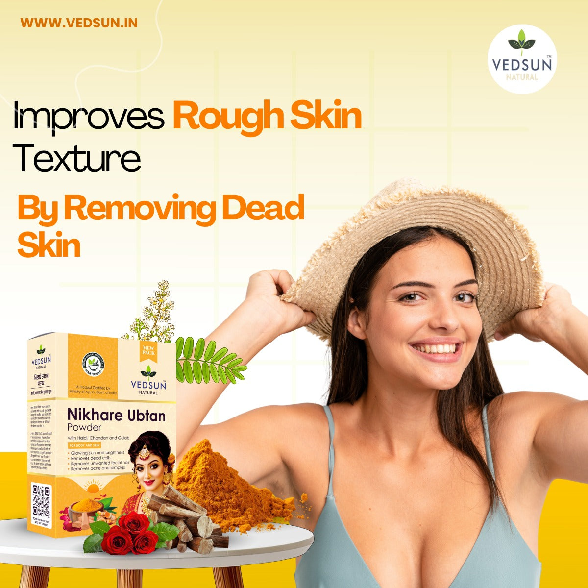 Vedsun Nikhare Ubtan Powder – Natural Ubtan for Glowing Skin & Tan Removal