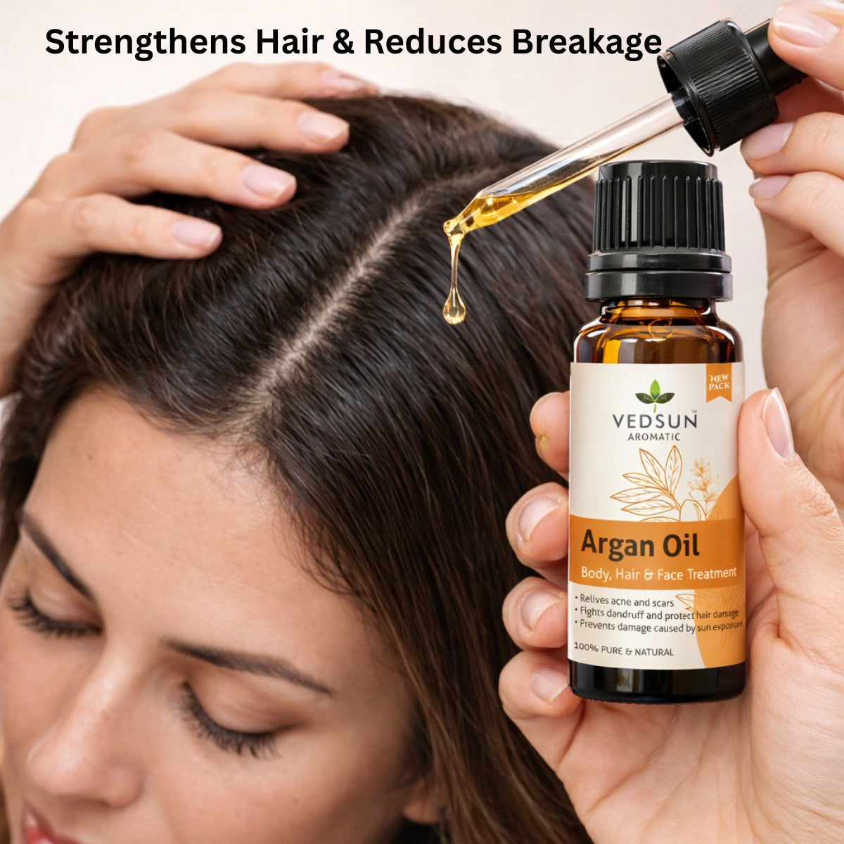 Vedsun Argan Oil – 100% Pure Cold Pressed Oil for Skin Hydration & Hair Care