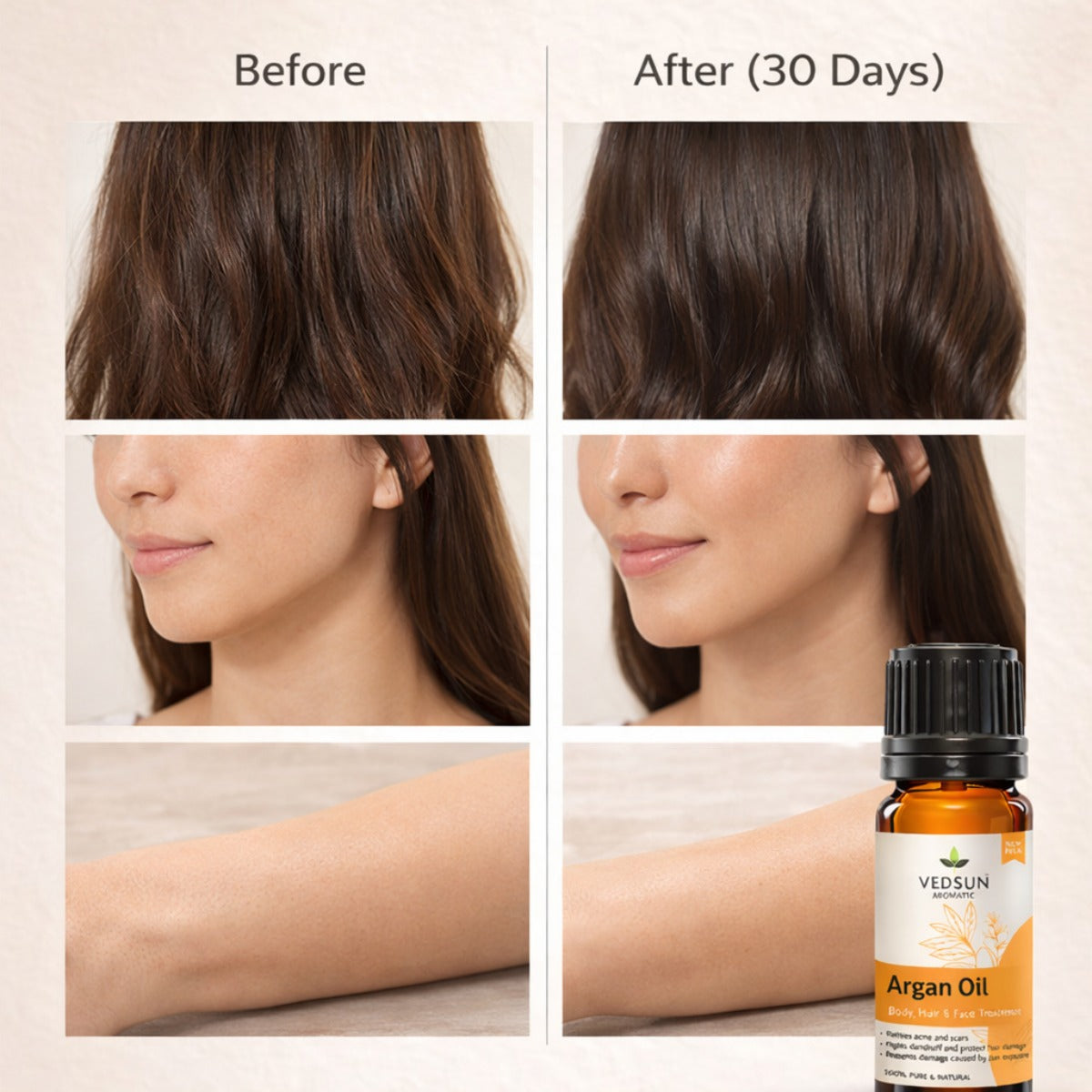 Vedsun Argan Oil – 100% Pure Cold Pressed Oil for Skin Hydration & Hair Care