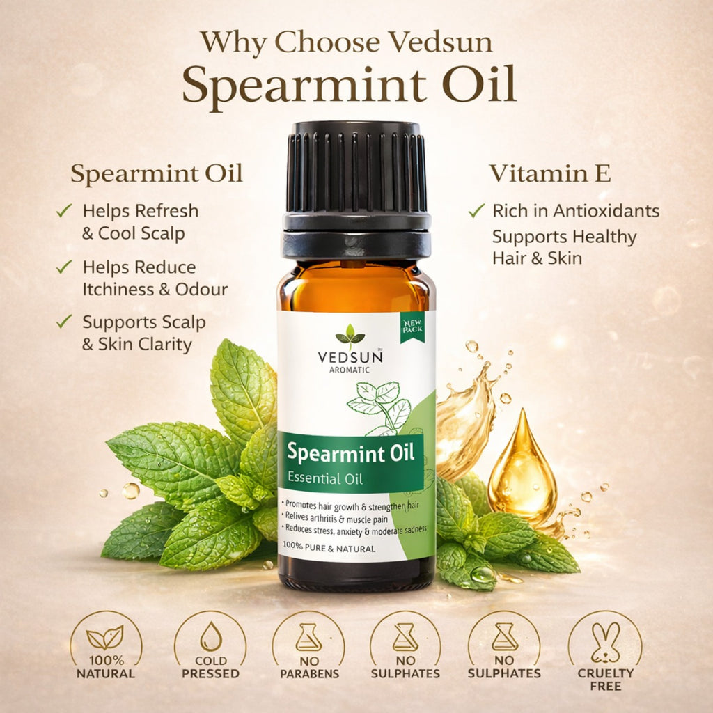 Spearmint Oil by Vedsun – 100% Pure Essential Oil for Hormonal Health, Acne & Digestion