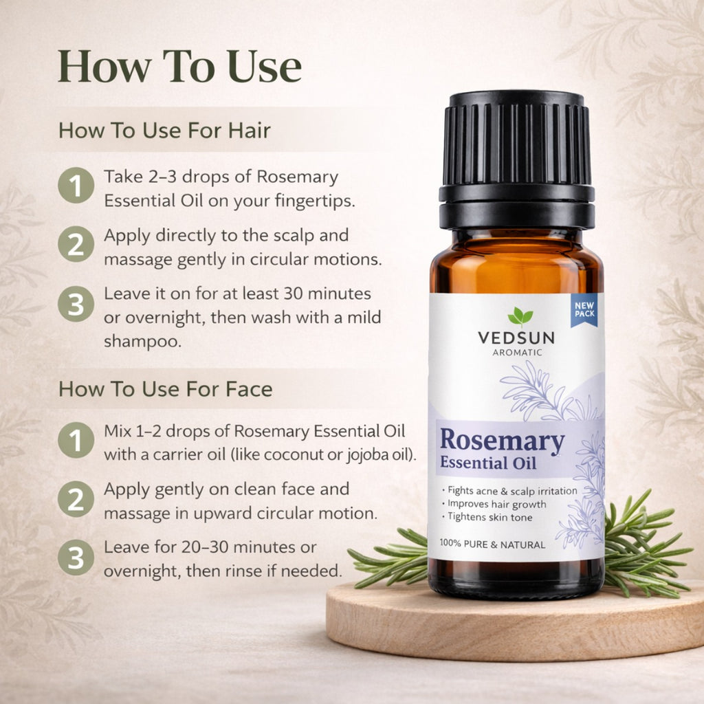 Rosemary Oil by Vedsun – 100% Pure Essential Oil for Hair Growth, Dandruff & Scalp Care