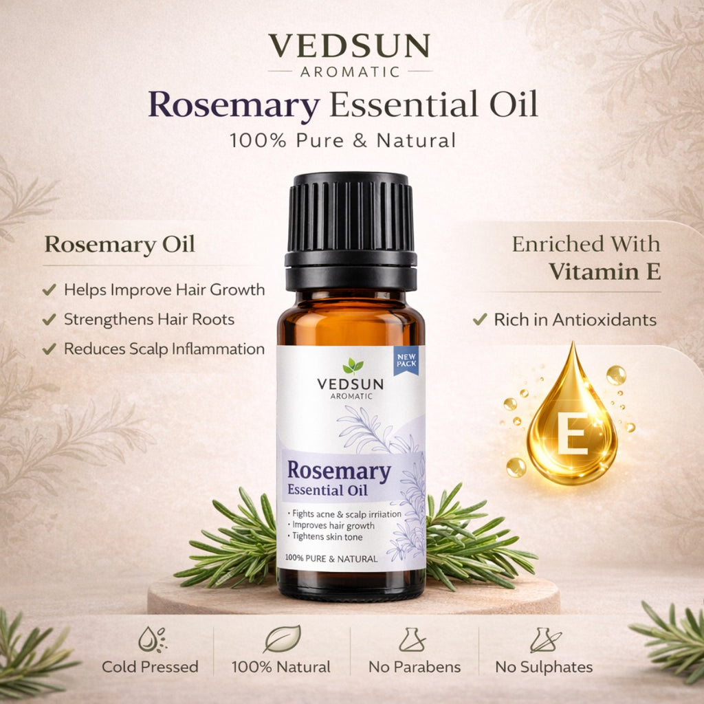 Rosemary Oil by Vedsun – 100% Pure Essential Oil for Hair Growth, Dandruff & Scalp Care