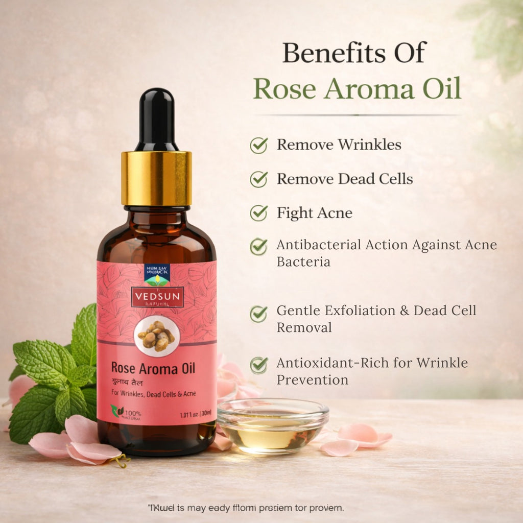 Rose Aroma Oil – 100% Pure Natural Essential Oil for Relaxation, Mood Uplift & Aromatherapy
