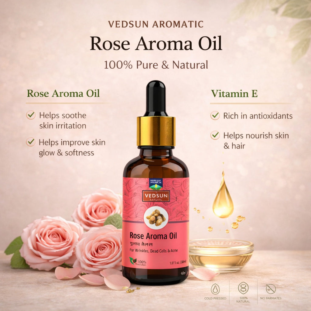 Rose Aroma Oil – 100% Pure Natural Essential Oil for Relaxation, Mood Uplift & Aromatherapy