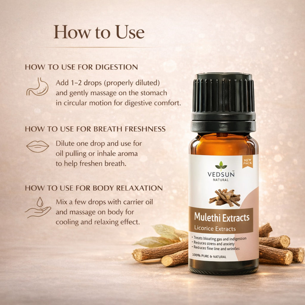 Mulethi Oil by Vedsun – 100% Pure Licorice Extract Oil for Skin Glow & Hair Care