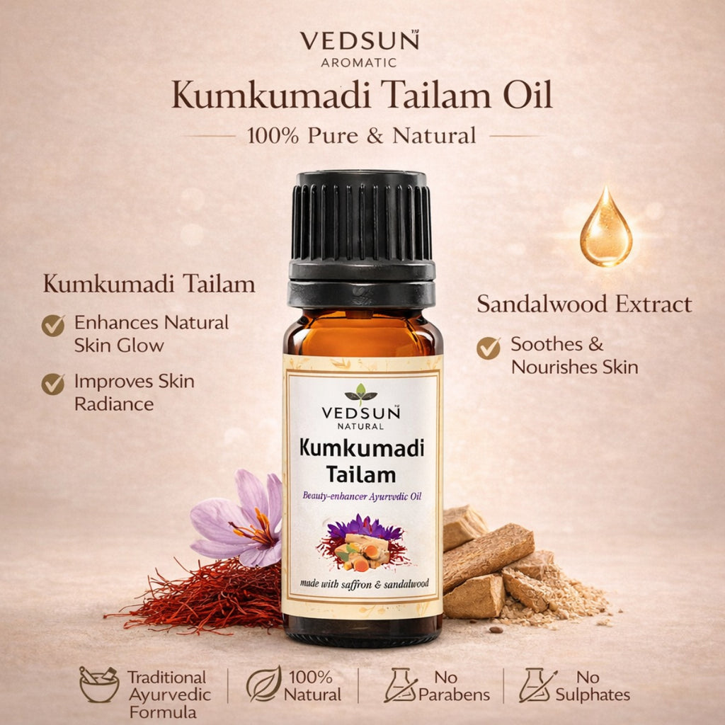 Kumkumadi Tailam by Vedsun – 100% Pure Ayurvedic Oil for Dark Spots, Pigmentation & Glow