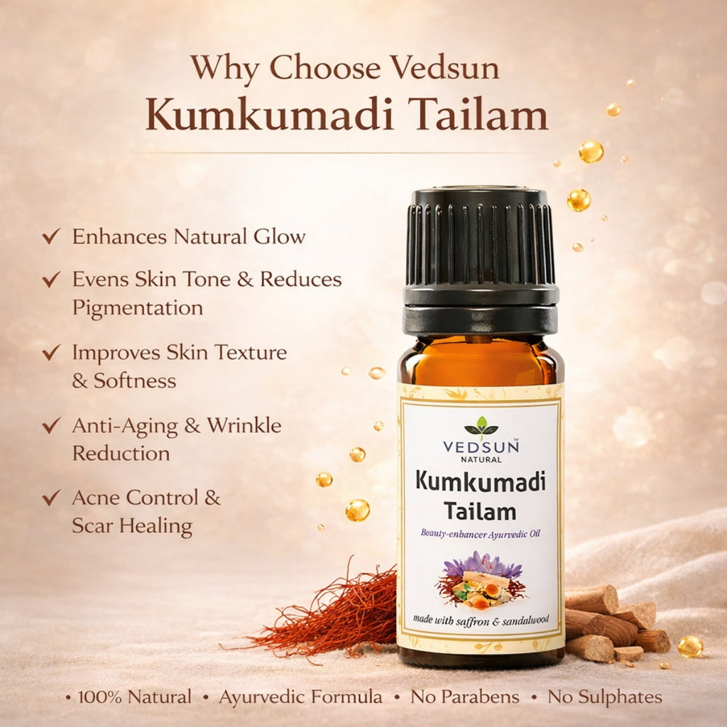 Kumkumadi Tailam by Vedsun – 100% Pure Ayurvedic Oil for Dark Spots, Pigmentation & Glow