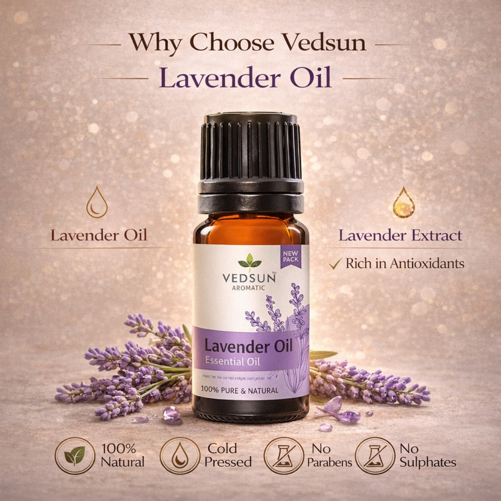 Lavender Essential Oil by Vedsun – 100% Pure Oil for Sleep, Stress Relief & Skin Care