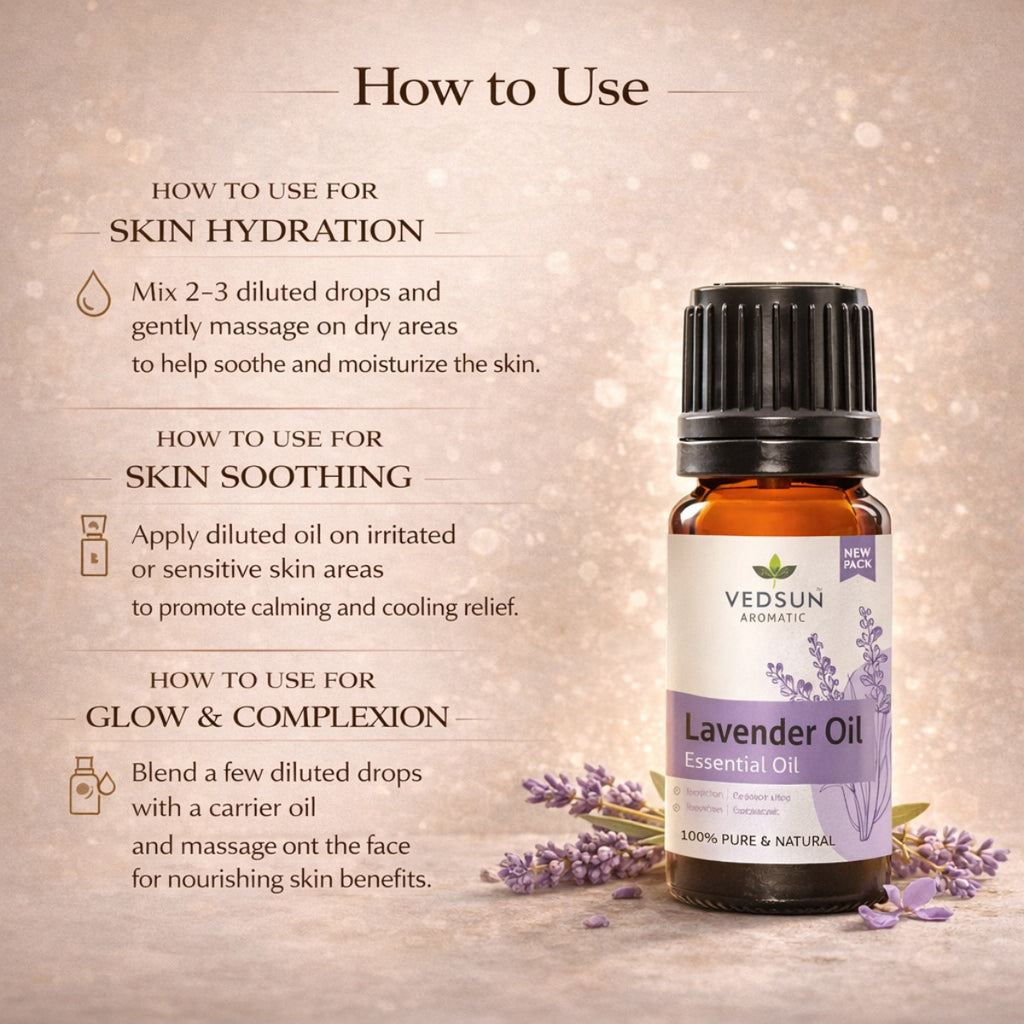Lavender Essential Oil by Vedsun – 100% Pure Oil for Sleep, Stress Relief & Skin Care