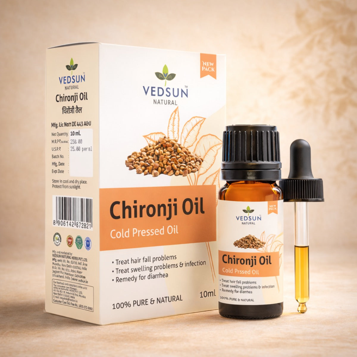 Chironji Oil by Vedsun – 100% Pure Ayurvedic Oil for Skin Nourishment & Glow