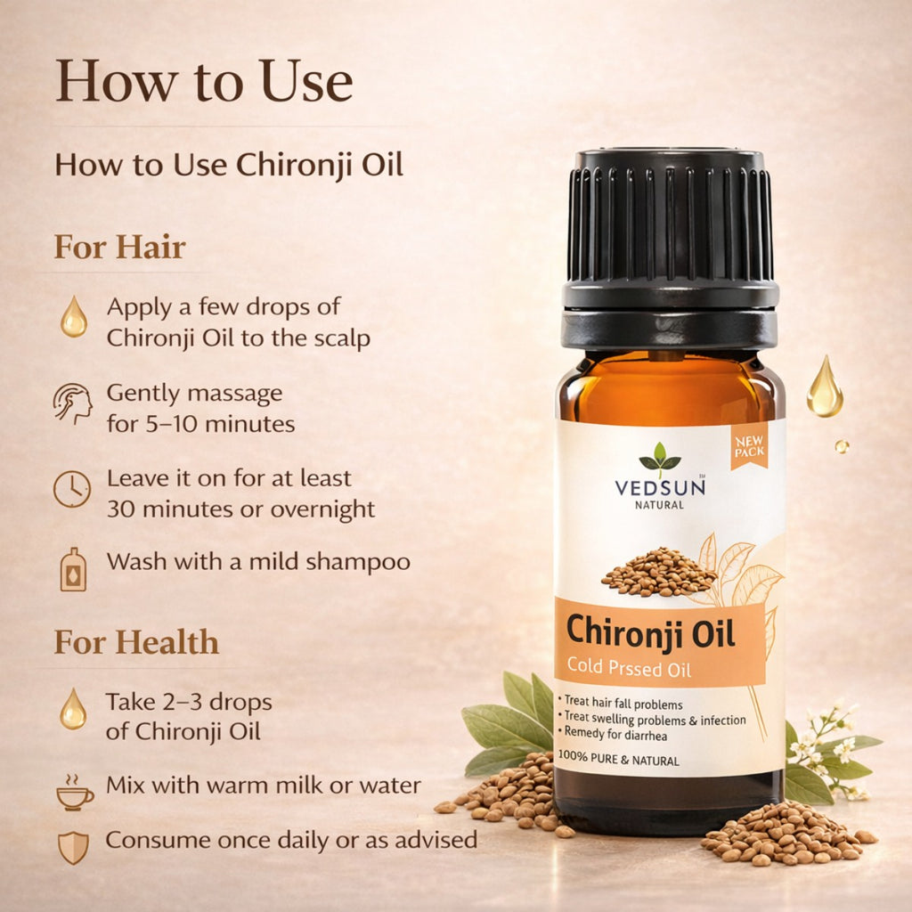 Chironji Oil by Vedsun – 100% Pure Ayurvedic Oil for Skin Nourishment & Glow