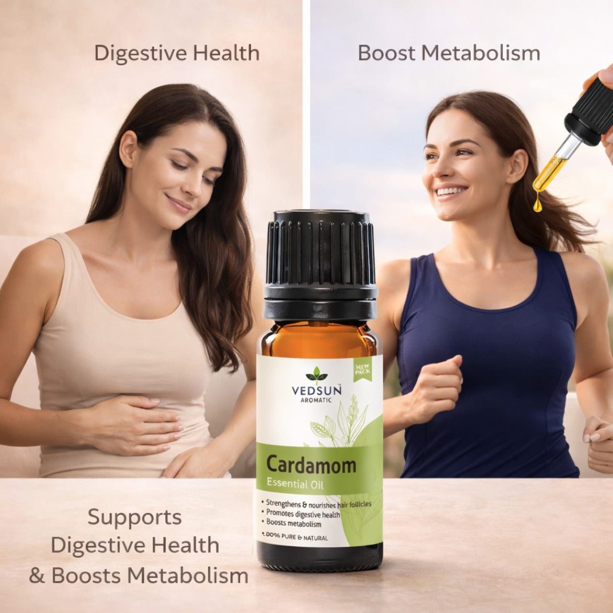 Cardamom Essential Oil by Vedsun – 100% Pure Elaichi Oil for Digestion, Stress & Breathing Support