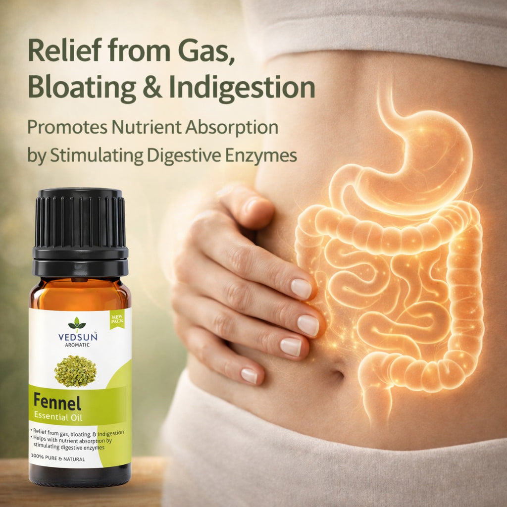 Fennel Essential Oil by Vedsun – 100% Pure Saunf Oil for Digestion, Detox & Stress Relief