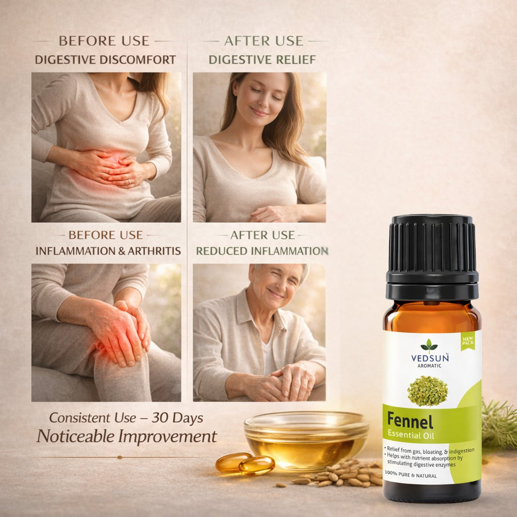 Fennel Essential Oil by Vedsun – 100% Pure Saunf Oil for Digestion, Detox & Stress Relief