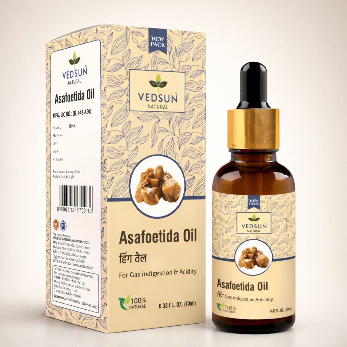Asafoetida Oil by Vedsun – 100% Pure Hing Oil for Digestion, Gas Relief & Body Comfort