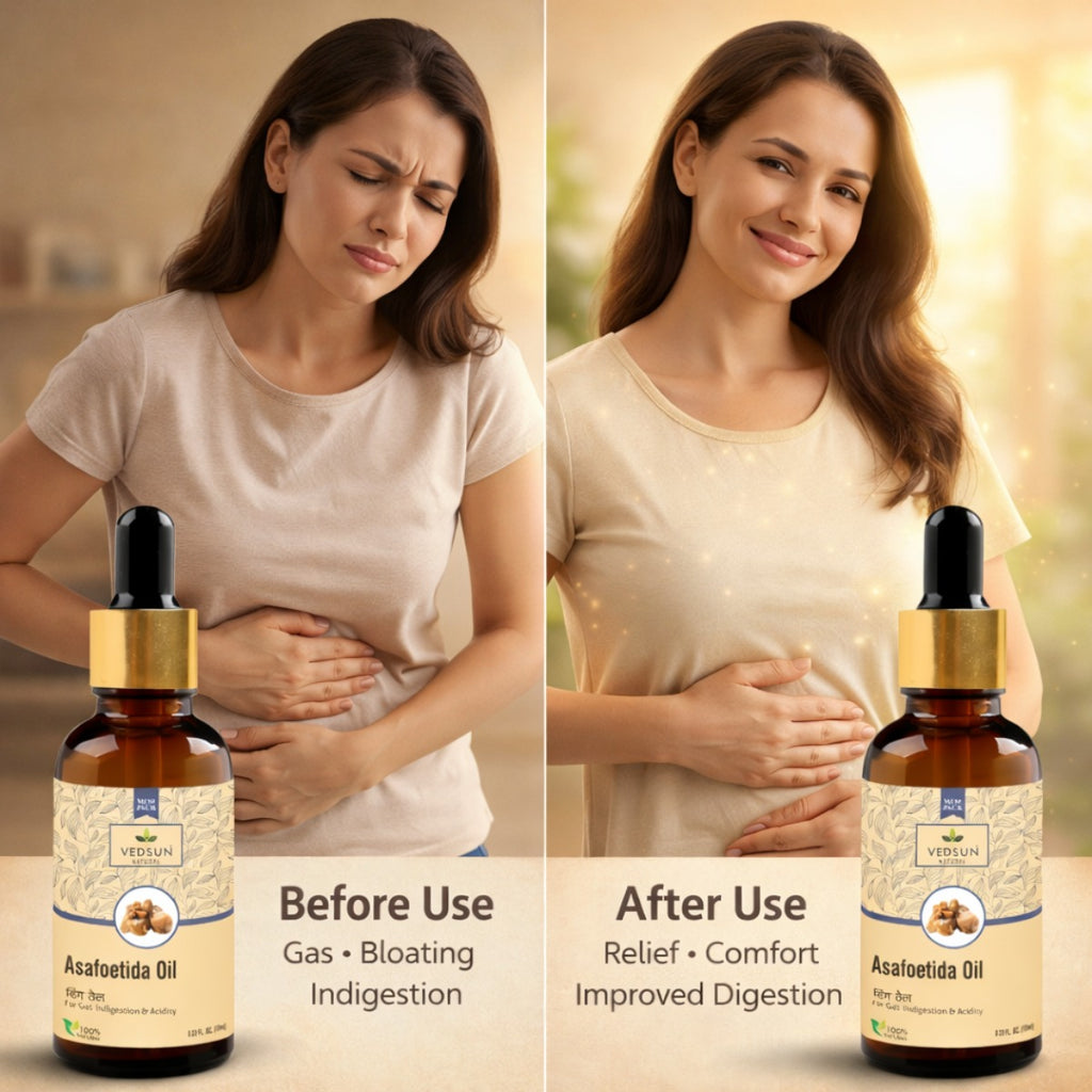 Asafoetida Oil by Vedsun – 100% Pure Hing Oil for Digestion, Gas Relief & Body Comfort