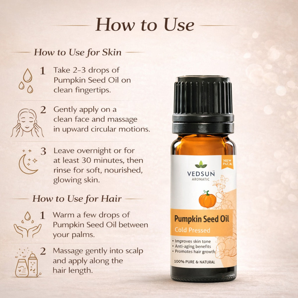 Pumpkin Seed Oil by Vedsun – 100% Pure Cold Pressed Oil for Hair Growth, Hair Fall & Skin Health