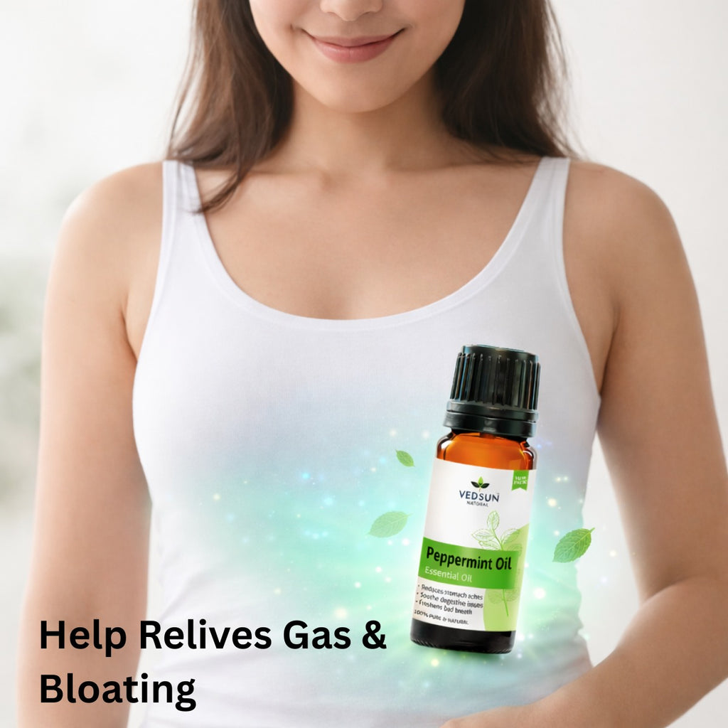 Peppermint Oil by Vedsun – 100% Pure Essential Oil for Headache, Digestion & Stress Relief