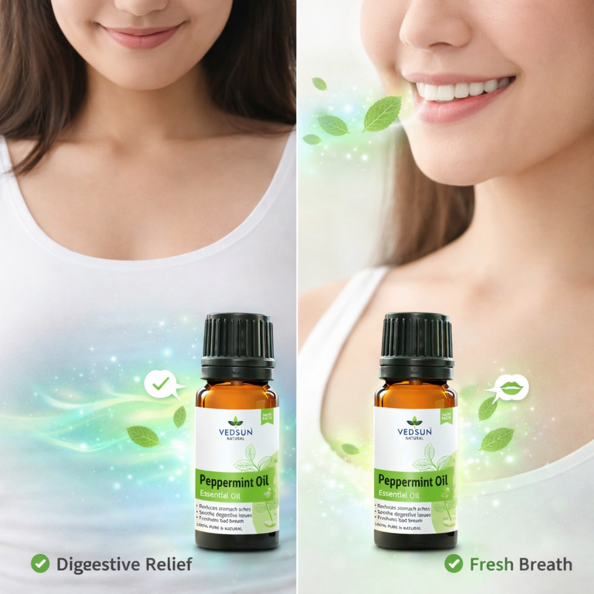 Peppermint Oil by Vedsun – 100% Pure Essential Oil for Headache, Digestion & Stress Relief