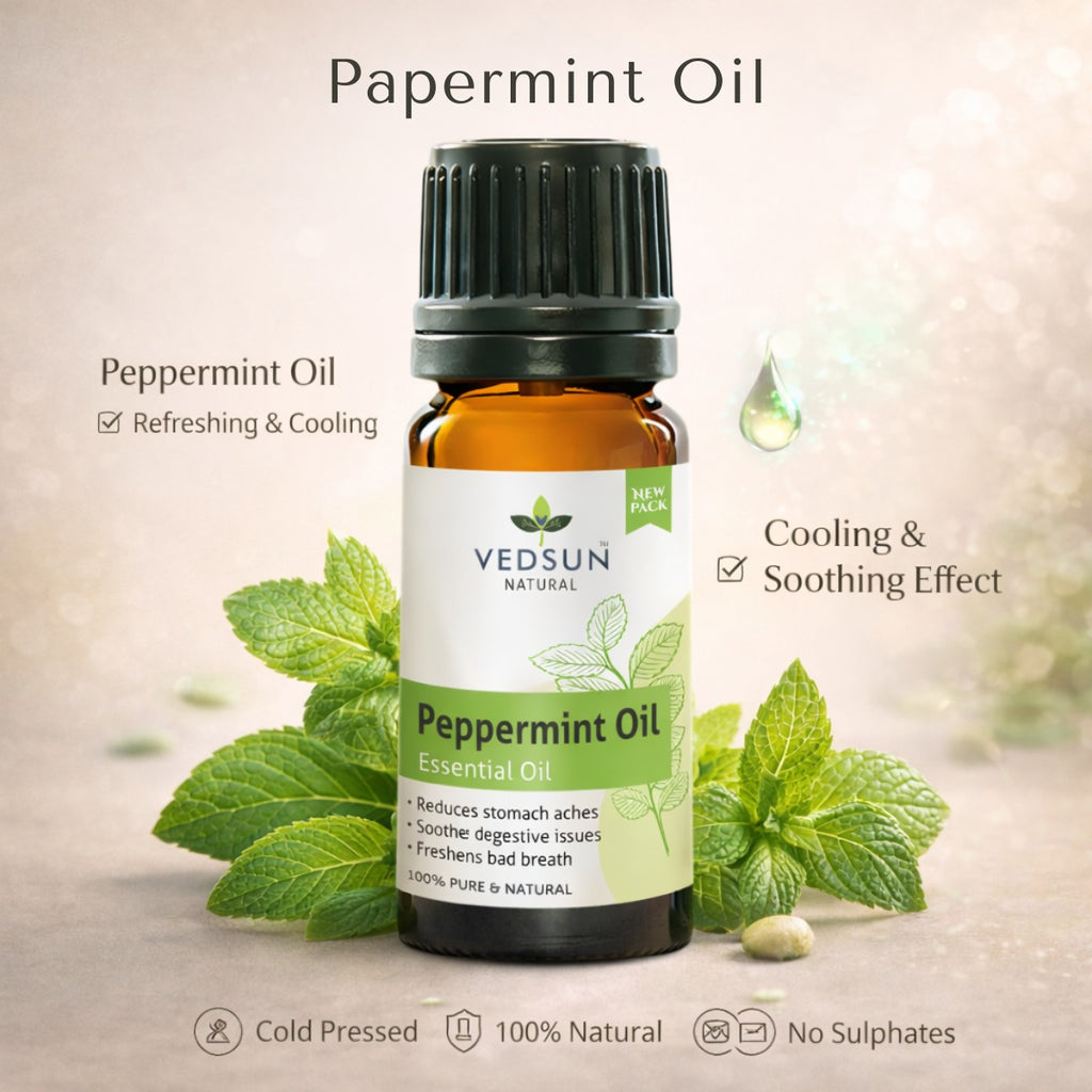 Peppermint Oil by Vedsun – 100% Pure Essential Oil for Headache, Digestion & Stress Relief