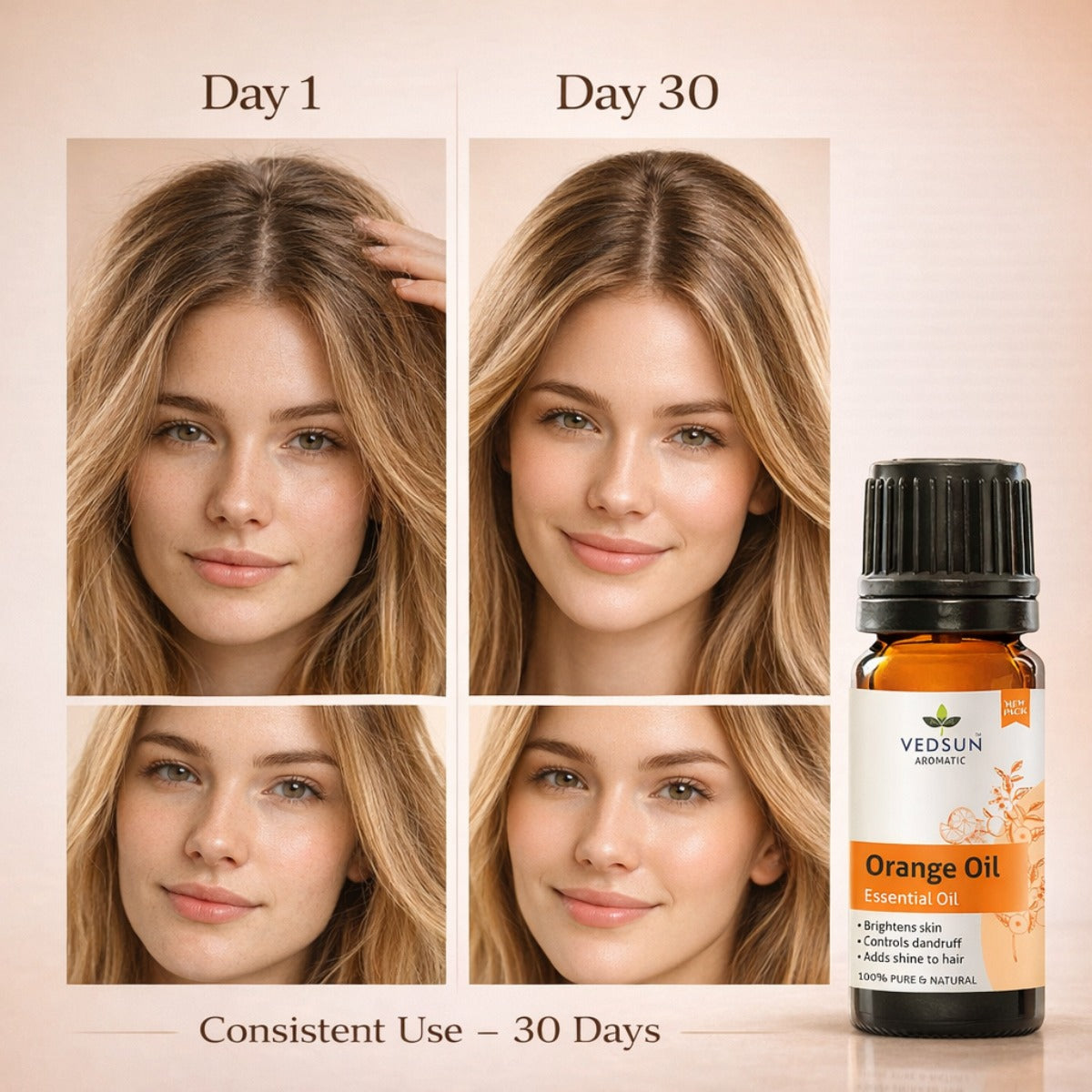 Orange Essential Oil by Vedsun – 100% Pure Sweet Orange Oil for Mood, Stress & Room Freshness