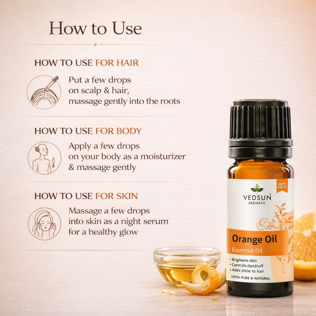 Orange Essential Oil by Vedsun – 100% Pure Sweet Orange Oil for Mood, Stress & Room Freshness